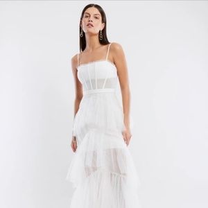 Oly Tiered Ruffle Tulle Evening Gown